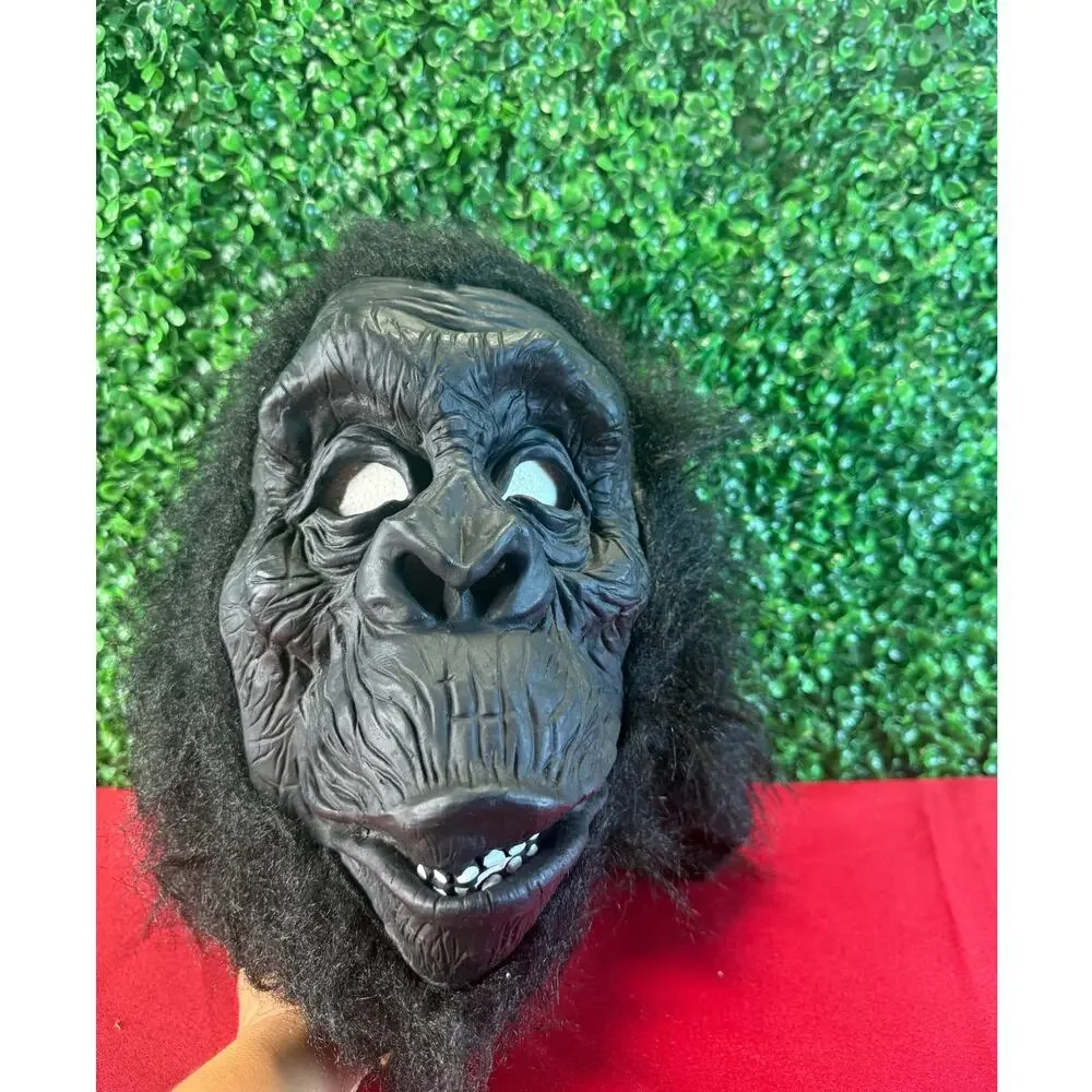 Full Head Gorilla Mask Latex Halloween Costume Realistic Synthetic Hair Flaw